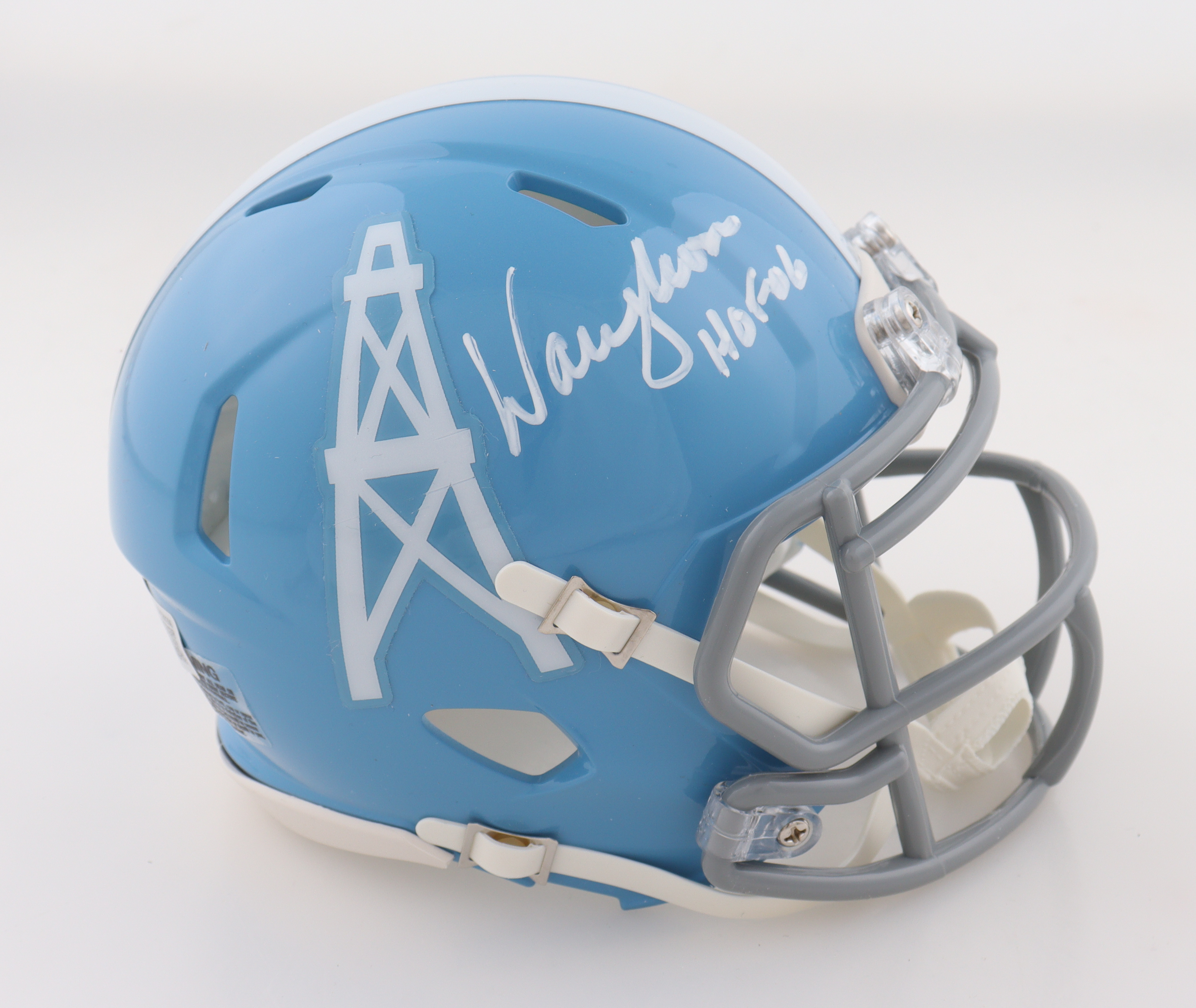 Warren Moon Signed Oilers Throwback Mini Helmet Inscribed "HOF 06" (Beckett) at PristineAuction.com Warren Moon Signed Oilers Throwback Mini Helmet Inscribed "HOF 06" (Beckett) at PristineAuction.com