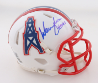 Warren Moon Signed Oilers Throwback Mini Helmet Inscribed "HOF 06" (Beckett) at PristineAuction.com
