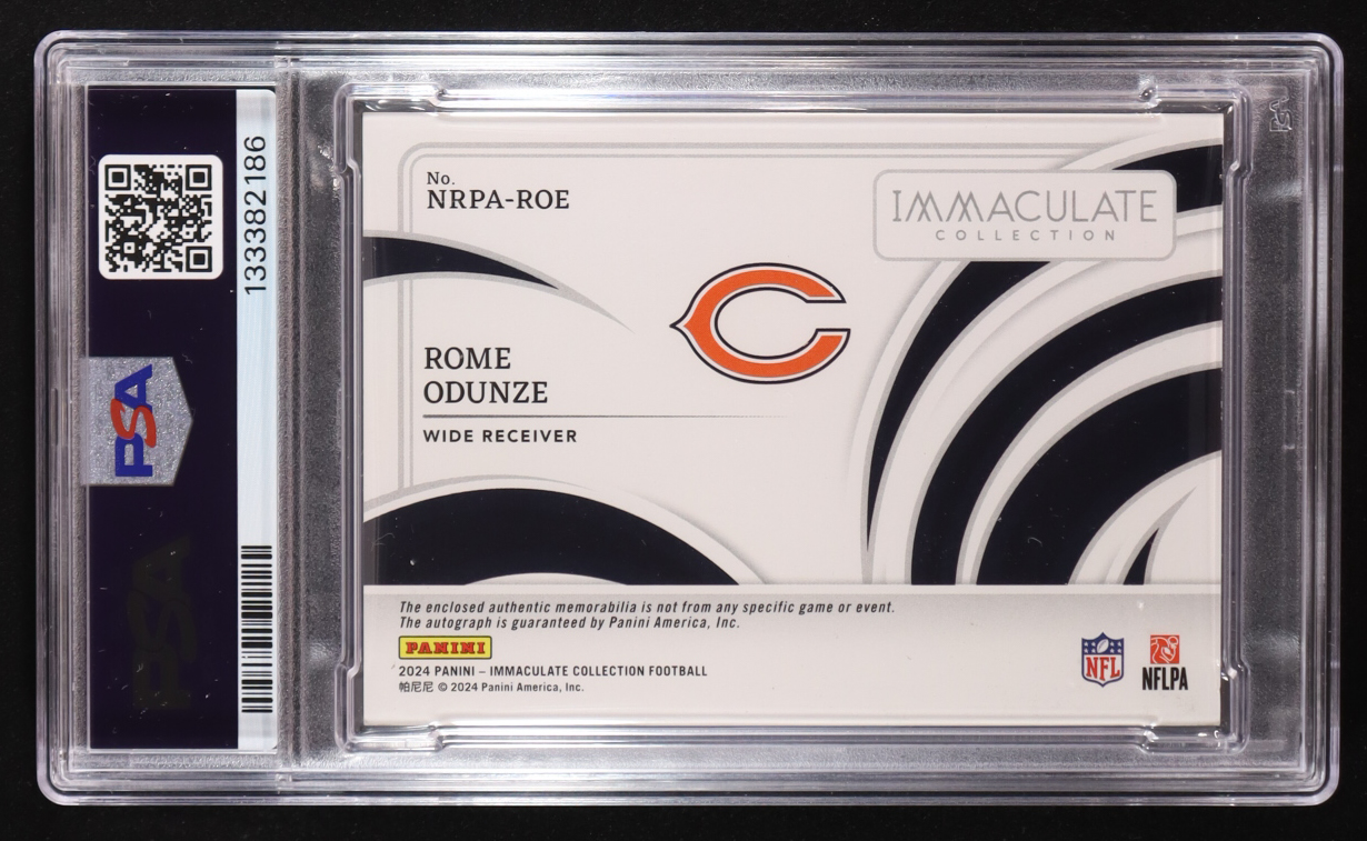 Rome Odunze 2024 Immaculate Collection Immaculate Numbers Rookie Patch Autographs #ROE #53/99 (PSA 9 | Auto 10) at PristineAuction.com Rome Odunze 2024 Immaculate Collection Immaculate Numbers Rookie Patch Autographs #ROE #53/99 (PSA 9 | Auto 10) at PristineAuction.com