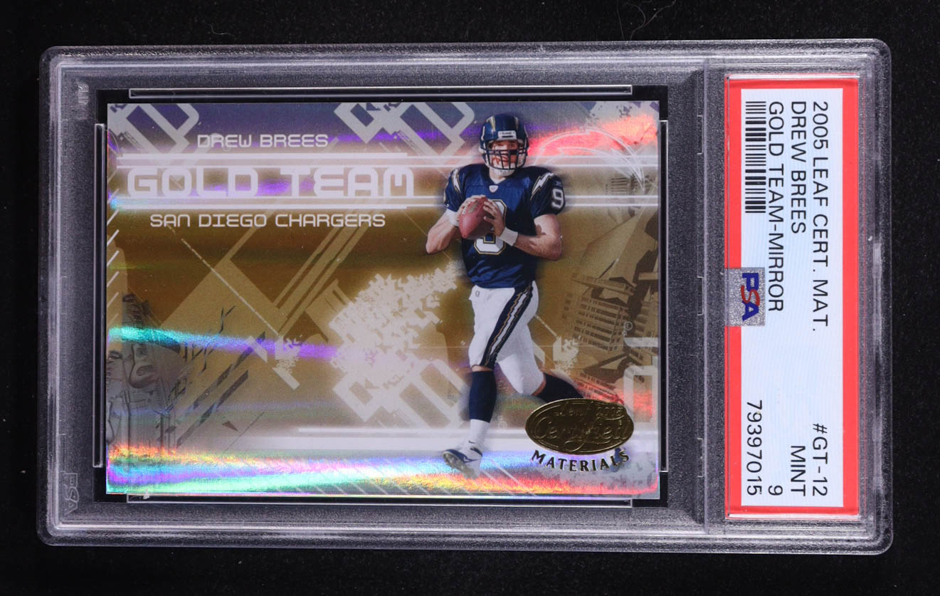 Drew Brees 2005 Leaf Certified Materials Gold Team Mirror #GT12 #400/500 (PSA 9) at PristineAuction.com Drew Brees 2005 Leaf Certified Materials Gold Team Mirror #GT12 #400/500 (PSA 9) at PristineAuction.com