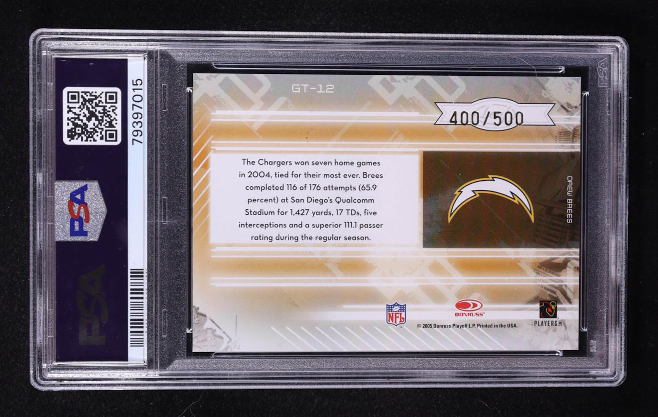 Drew Brees 2005 Leaf Certified Materials Gold Team Mirror #GT12 #400/500 (PSA 9) at PristineAuction.com Drew Brees 2005 Leaf Certified Materials Gold Team Mirror #GT12 #400/500 (PSA 9) at PristineAuction.com