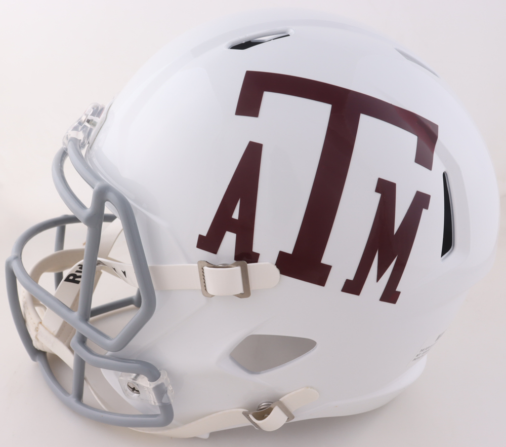 Johnny Manziel Signed Texas A&M Aggies Full-Size Speed Helmet Inscribed "12 Heisman" & "$ Money Manziel $" (Beckett) at PristineAuction.com Johnny Manziel Signed Texas A&M Aggies Full-Size Speed Helmet Inscribed "12 Heisman" & "$ Money Manziel $" (Beckett) at PristineAuction.com