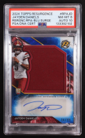 Jayden Daniels 2024 Topps Resurgence Resurgence Rookie Patch Autographs Blue Surge #RPAJD RC #34/99 (PSA 8 | Auto 10) at PristineAuction.com