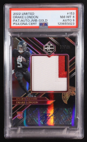 Drake London 2022 Limited Patch Autograph Jumbo Gold #153 #12/49 (PSA 8 | Auto 9) at PristineAuction.com