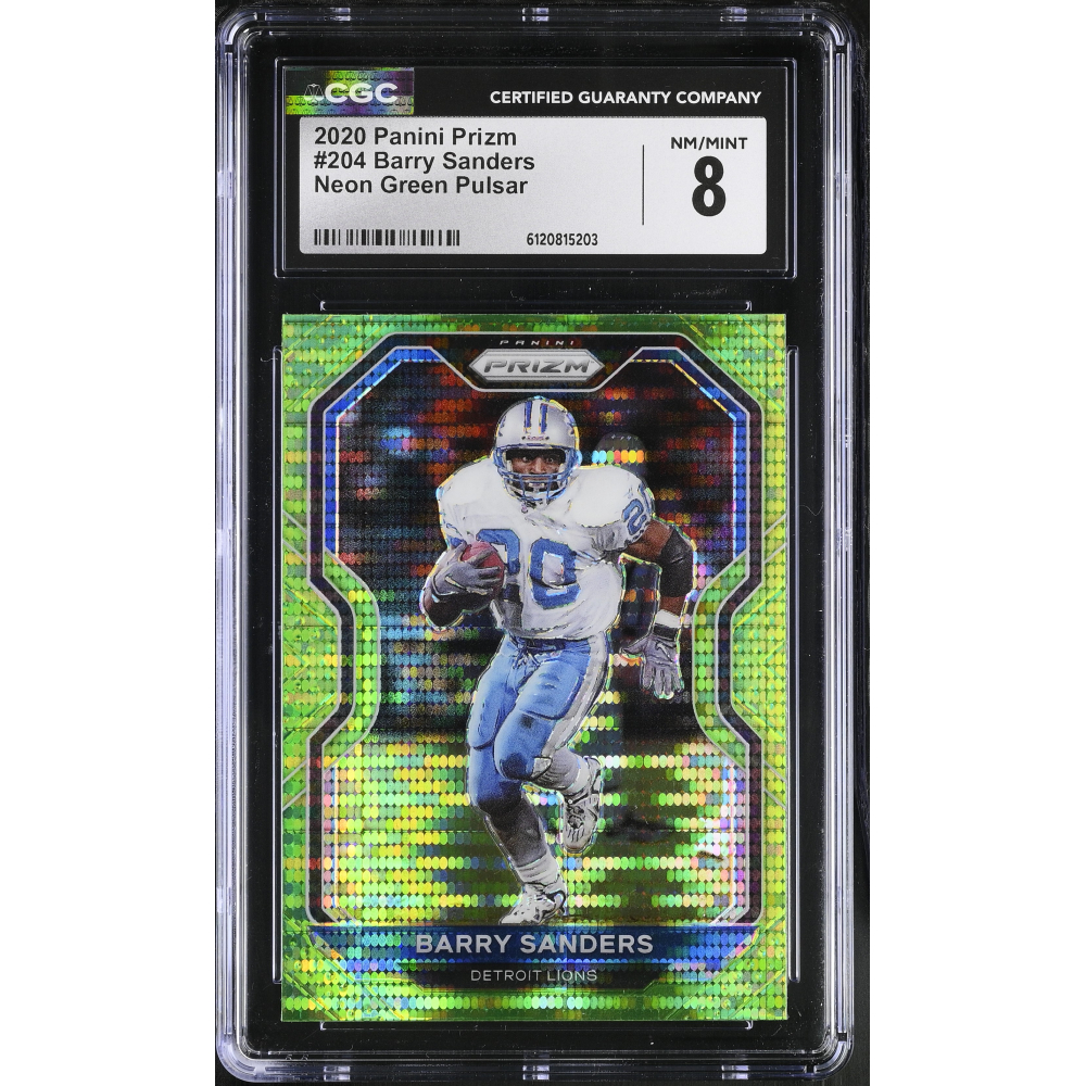 Barry Sanders 2020 Panini Prizm Neon Green Pulsar #204 (CGC 8) at PristineAuction.com