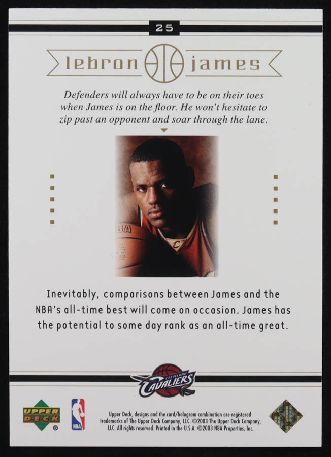 LeBron James 2003 Upper Deck LeBron James Box On the Rise #25 RC at PristineAuction.com LeBron James 2003 Upper Deck LeBron James Box On the Rise #25 RC at PristineAuction.com
