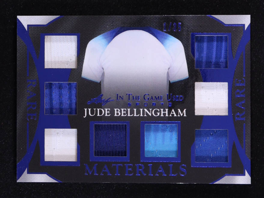 Jude Bellingham 2025 Leaf ITG Used Sports Rare Materials Blue Octo Swatch #RM9 #1/35 at PristineAuction.com Jude Bellingham 2025 Leaf ITG Used Sports Rare Materials Blue Octo Swatch #RM9 #1/35 at PristineAuction.com