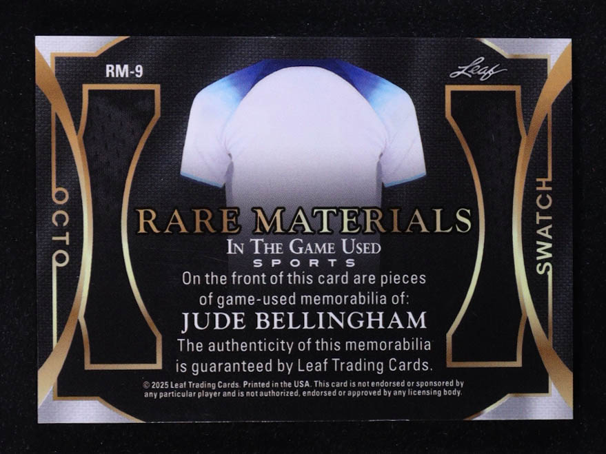 Jude Bellingham 2025 Leaf ITG Used Sports Rare Materials Blue Octo Swatch #RM9 #1/35 at PristineAuction.com Jude Bellingham 2025 Leaf ITG Used Sports Rare Materials Blue Octo Swatch #RM9 #1/35 at PristineAuction.com