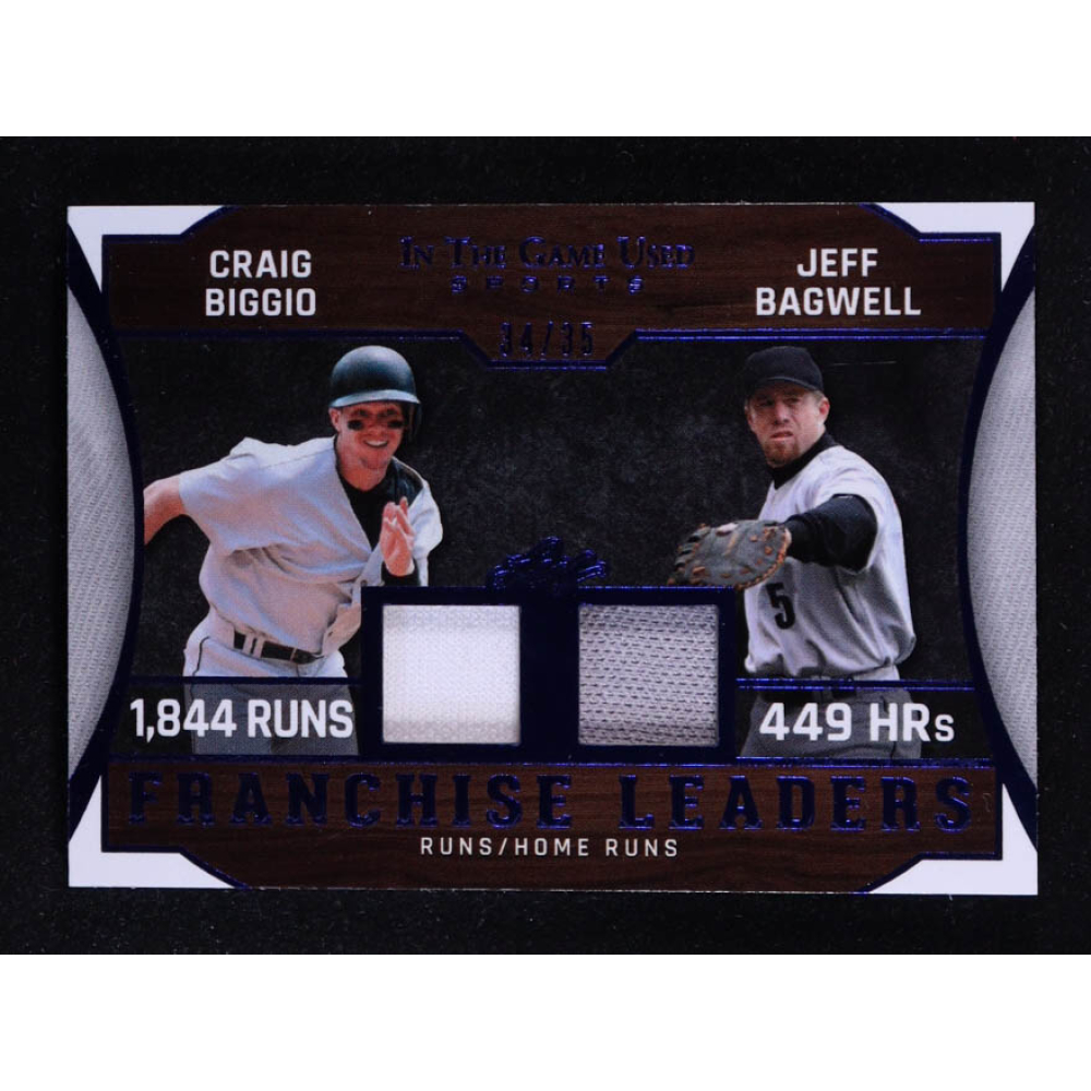 Craig Biggio / Jeff Bagwell 2025 Leaf ITG Used Sports Franchise Leaders Dual Relic Blue #FL2 #34/35 at PristineAuction.com