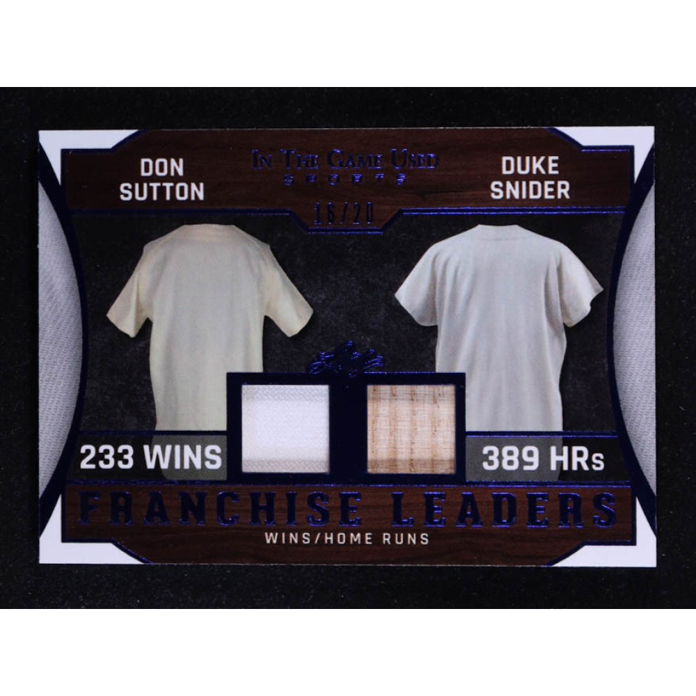 Don Sutton / Duke Snider 2025 Leaf ITG Used Sports Franchise Leaders Dual Relic Blue #FL3 #16/20 at PristineAuction.com