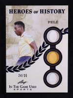 Pele 2025 Leaf ITG Used Sports Heroes Of History Triple Relic Blue #HH66 #24/35 at PristineAuction.com
