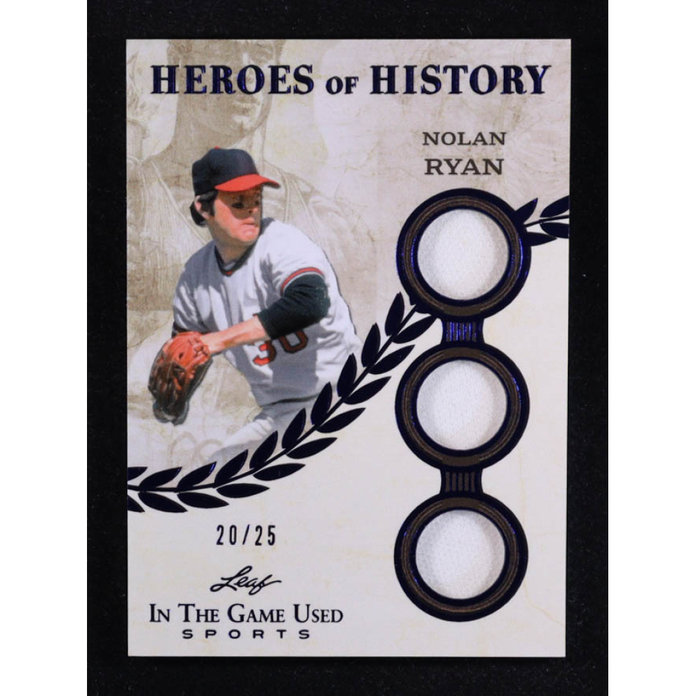 Nolan Ryan 2025 Leaf ITG Used Sports Heroes Of History Triple Relic Blue #HH62 #20/25 at PristineAuction.com