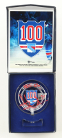Henrik Lundqvist Signed Rangers 100th Anniversary Crystal Puck (Fanatics) at PristineAuction.com