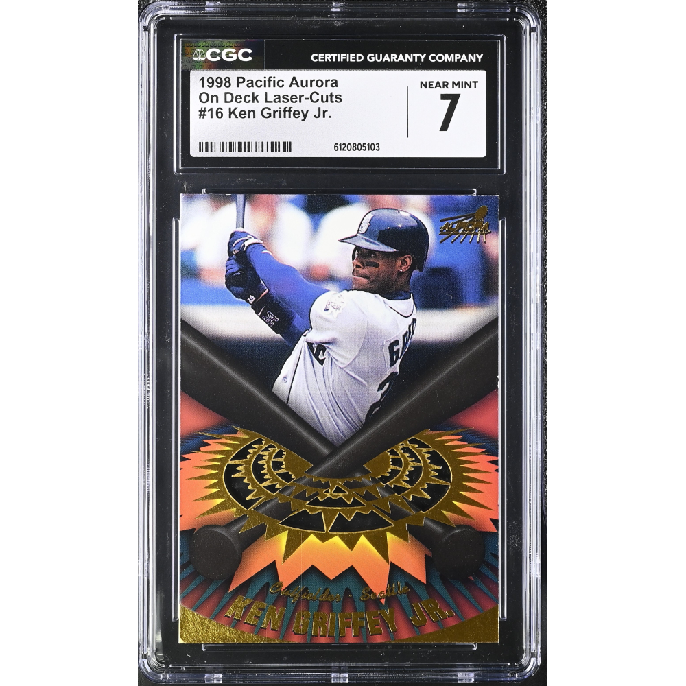 Ken Griffey Jr. 1998 Pacific Aurora On Deck Laser-Cuts #16 (CGC 7) at PristineAuction.com