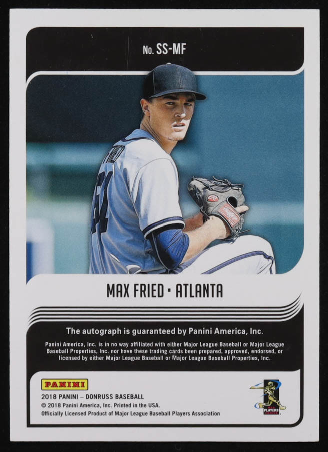 Max Fried 2018 Donruss Signature Series Blue #SSMF #23/99 RC at PristineAuction.com Max Fried 2018 Donruss Signature Series Blue #SSMF #23/99 RC at PristineAuction.com