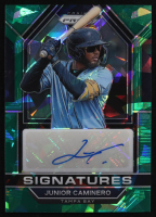 Junior Caminero 2023 Panini Prizm Signatures Prizms Green Ice #54 RC at PristineAuction.com