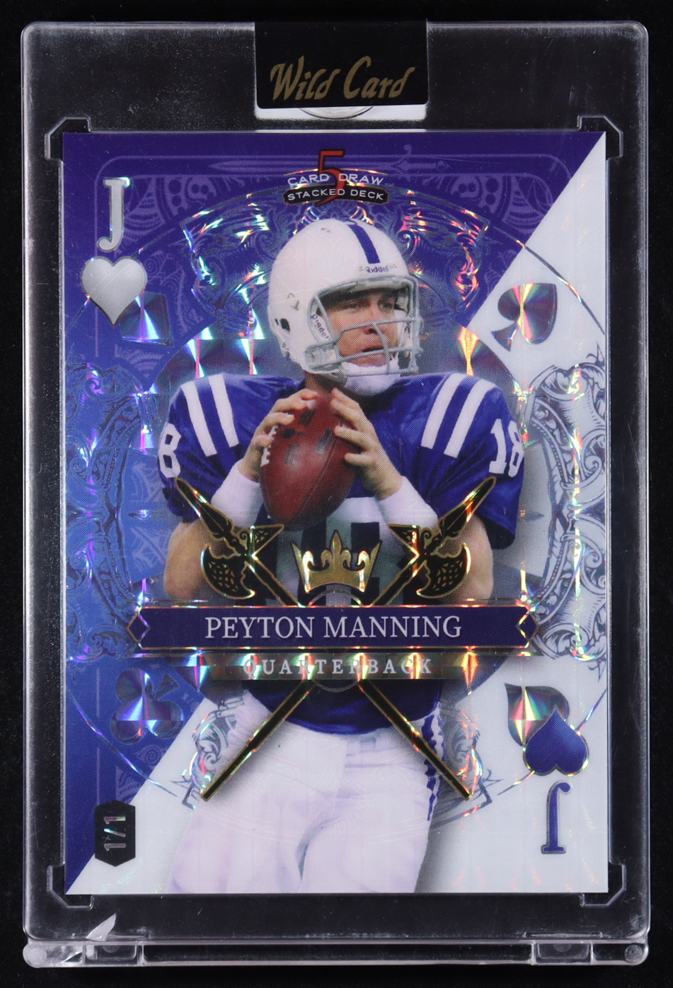 Peyton Manning 2024 Wild Card 5 Card Draw Stacked Deck Blue White Mosaic #PMH #1/1 at PristineAuction.com Peyton Manning 2024 Wild Card 5 Card Draw Stacked Deck Blue White Mosaic #PMH #1/1 at PristineAuction.com