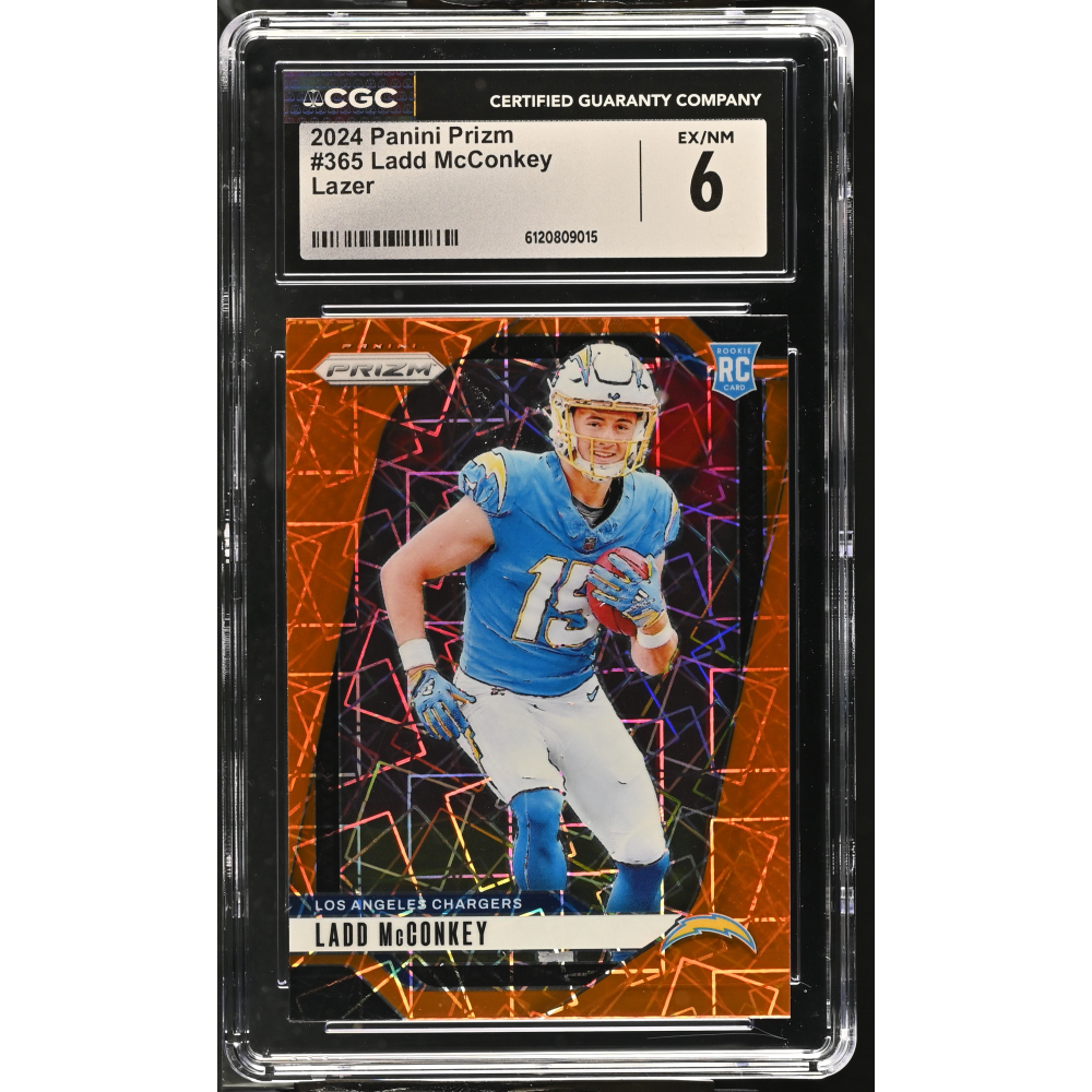 Ladd McConkey 2024 Panini Prizm Lazer #365 (CGC 6) at PristineAuction.com