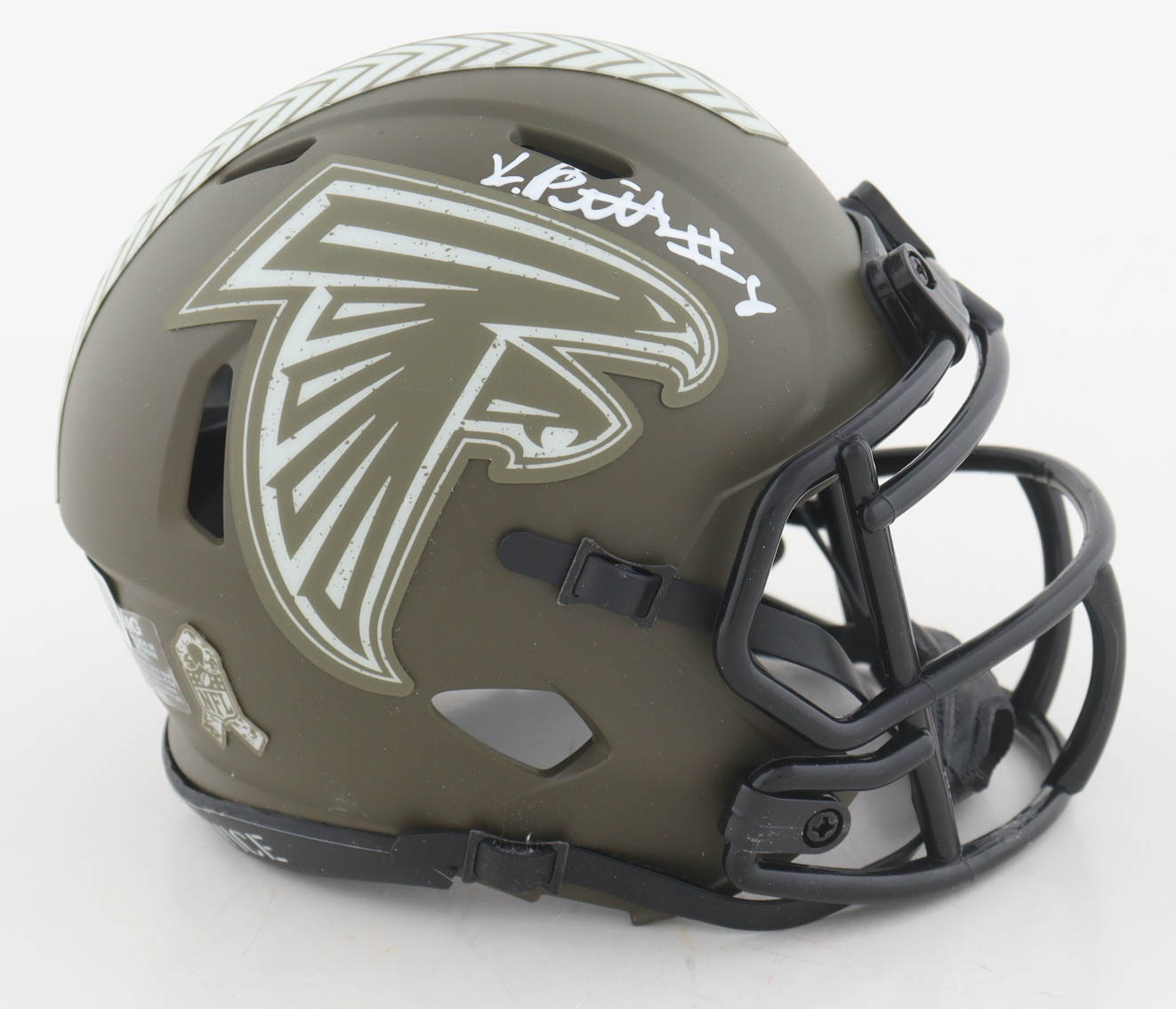 Kyle Pitts Signed Falcons Salute To Service Alternate Speed Mini Helmet (Beckett) at PristineAuction.com Kyle Pitts Signed Falcons Salute To Service Alternate Speed Mini Helmet (Beckett) at PristineAuction.com