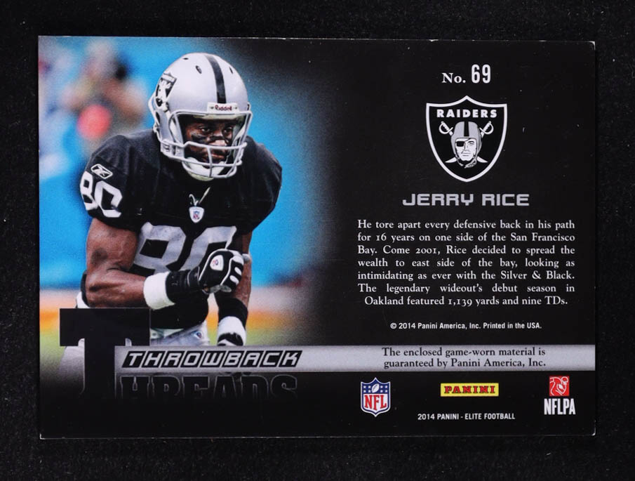 Jerry Rice 2014 Elite Throwback Threads #69 #62/99 at PristineAuction.com Jerry Rice 2014 Elite Throwback Threads #69 #62/99 at PristineAuction.com