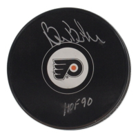 Bill Barber Signed Flyers Logo Hockey Puck Inscribed "HOF 90" (Fanatics) at PristineAuction.com