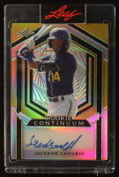 Jackson Chourio 2023 Leaf Metal Rookie Continuum Autographs Gold Prismatic #MC26 #11/129 RC at PristineAuction.com