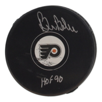 Bill Barber Signed Flyers Logo Hockey Puck Inscribed "HOF 1990" (Fanatics) at PristineAuction.com