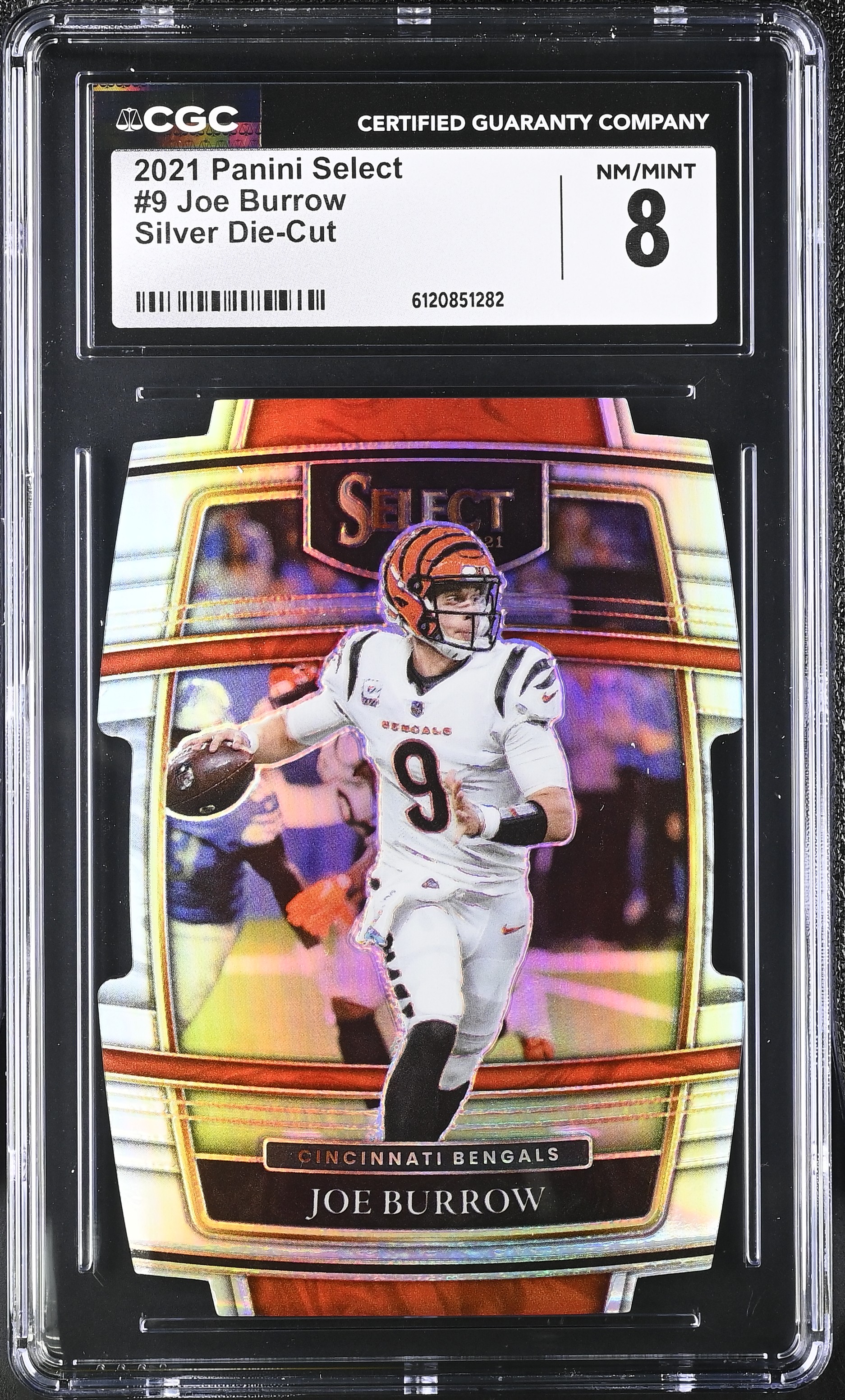 Joe Burrow 2021 Panini Select Silver Die-Cut #9 (CGC 8) at PristineAuction.com Joe Burrow 2021 Panini Select Silver Die-Cut #9 (CGC 8) at PristineAuction.com