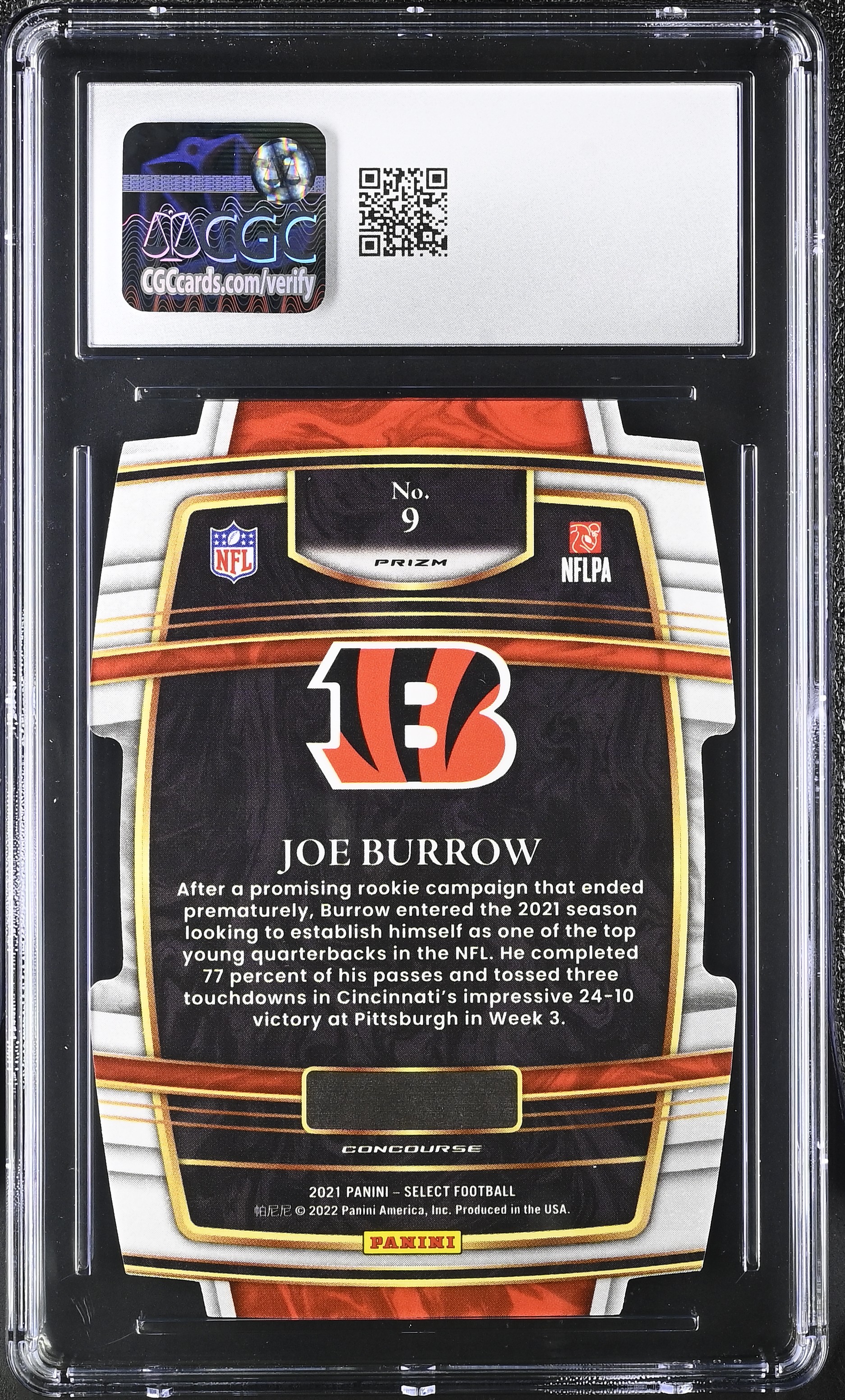Joe Burrow 2021 Panini Select Silver Die-Cut #9 (CGC 8) at PristineAuction.com Joe Burrow 2021 Panini Select Silver Die-Cut #9 (CGC 8) at PristineAuction.com