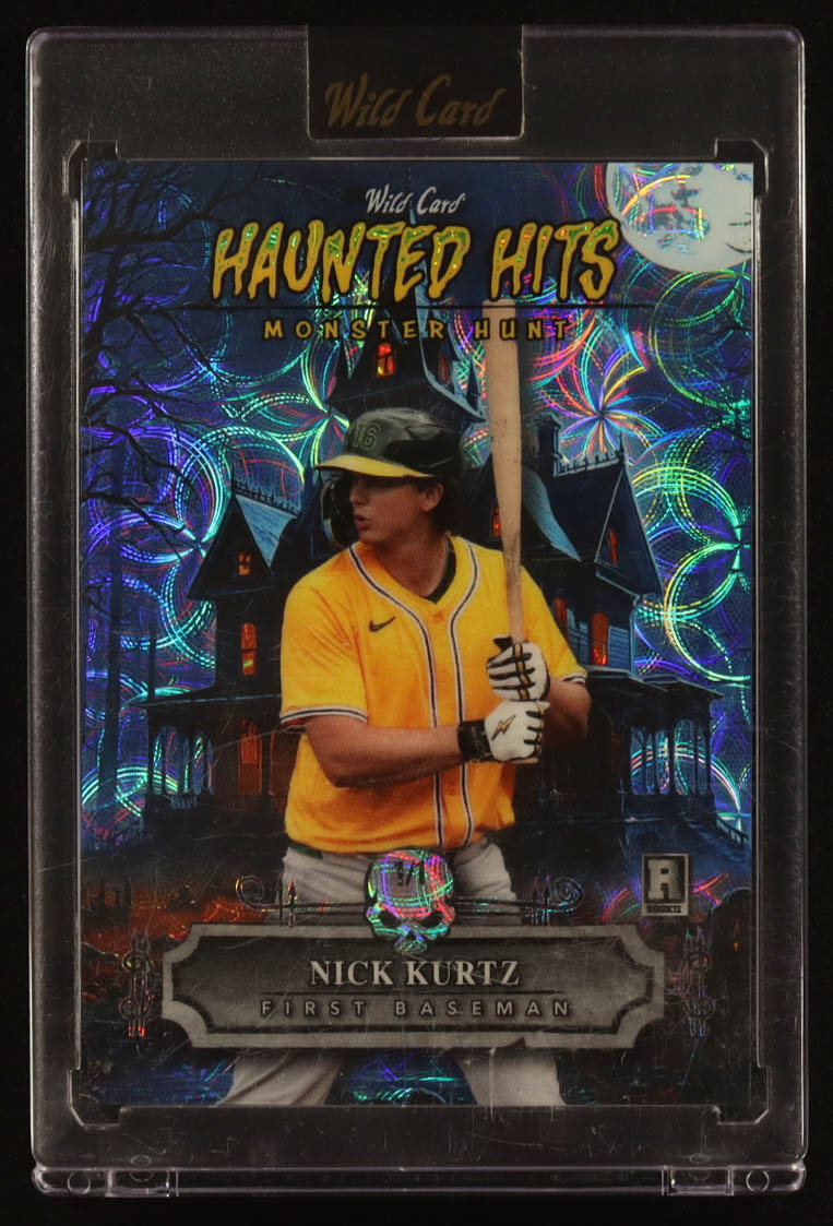 Nick Kurtz 2025 Wild Card Monster Hunt Haunted Hits Blue Kaleidoscope #HHHNK #1/1 RC at PristineAuction.com Nick Kurtz 2025 Wild Card Monster Hunt Haunted Hits Blue Kaleidoscope #HHHNK #1/1 RC at PristineAuction.com