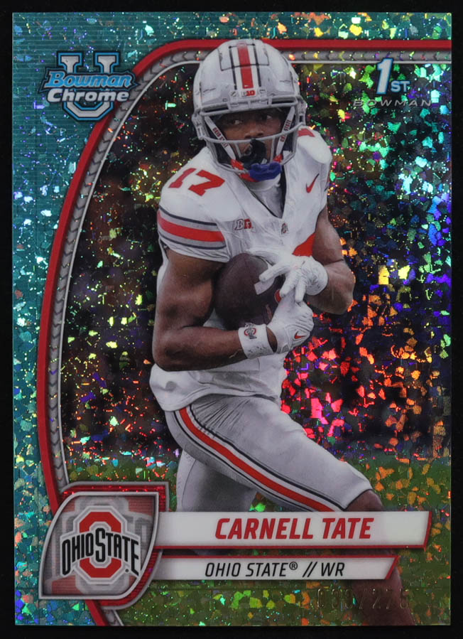 Carnell Tate 2024 Bowman Chrome University Aqua Mini Diamond Refractors #39 #039/275 RC at PristineAuction.com Carnell Tate 2024 Bowman Chrome University Aqua Mini Diamond Refractors #39 #039/275 RC at PristineAuction.com