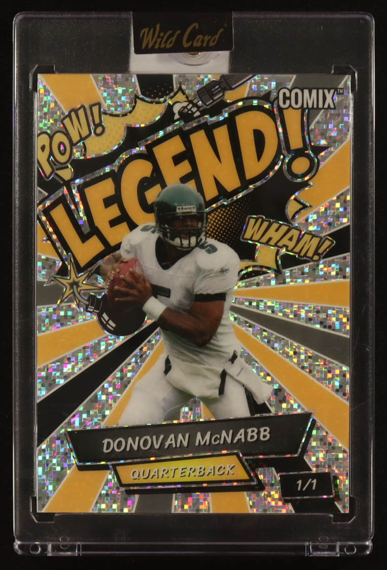 Donovan McNabb 2025 Wild Card Comix Legend Grey/Black/Yellow Sparkle #ACLGBDM #1/1 at PristineAuction.com Donovan McNabb 2025 Wild Card Comix Legend Grey/Black/Yellow Sparkle #ACLGBDM #1/1 at PristineAuction.com