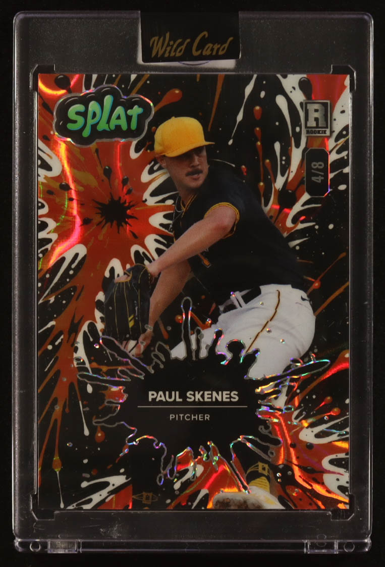 Paul Skenes 2024 Wild Card Splat Orange Lava #SBORA01PS #4/8 RC at PristineAuction.com Paul Skenes 2024 Wild Card Splat Orange Lava #SBORA01PS #4/8 RC at PristineAuction.com
