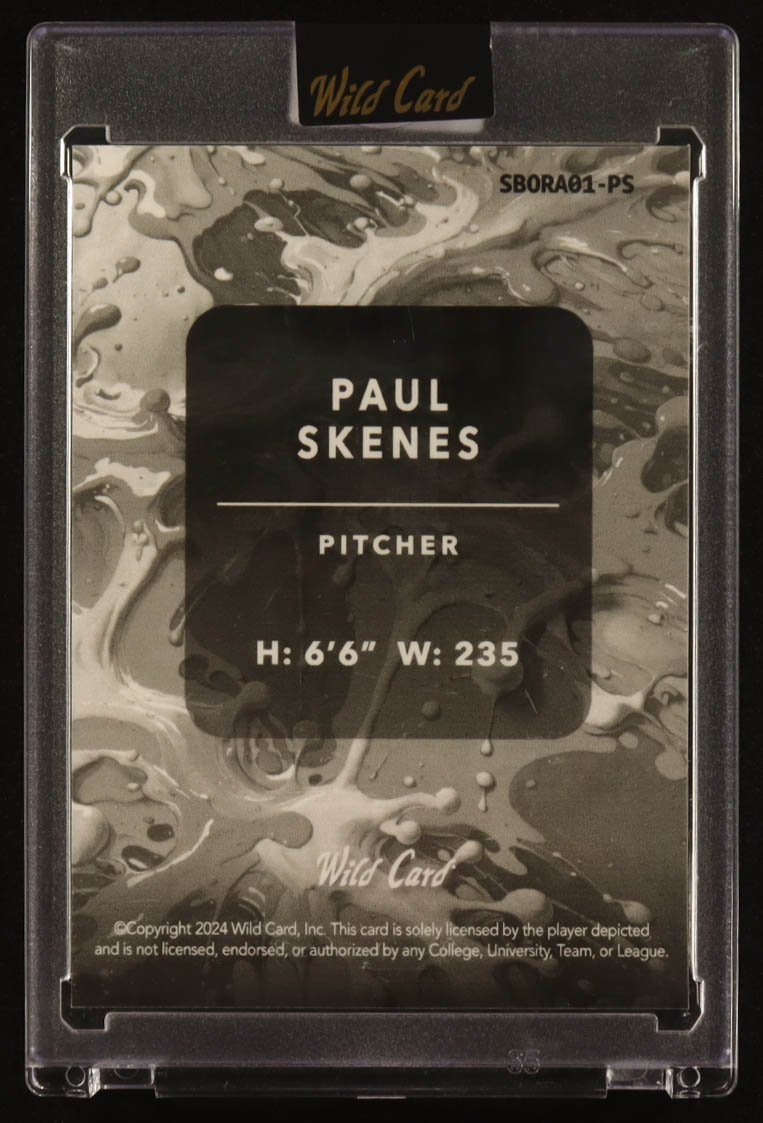 Paul Skenes 2024 Wild Card Splat Orange Lava #SBORA01PS #4/8 RC at PristineAuction.com Paul Skenes 2024 Wild Card Splat Orange Lava #SBORA01PS #4/8 RC at PristineAuction.com