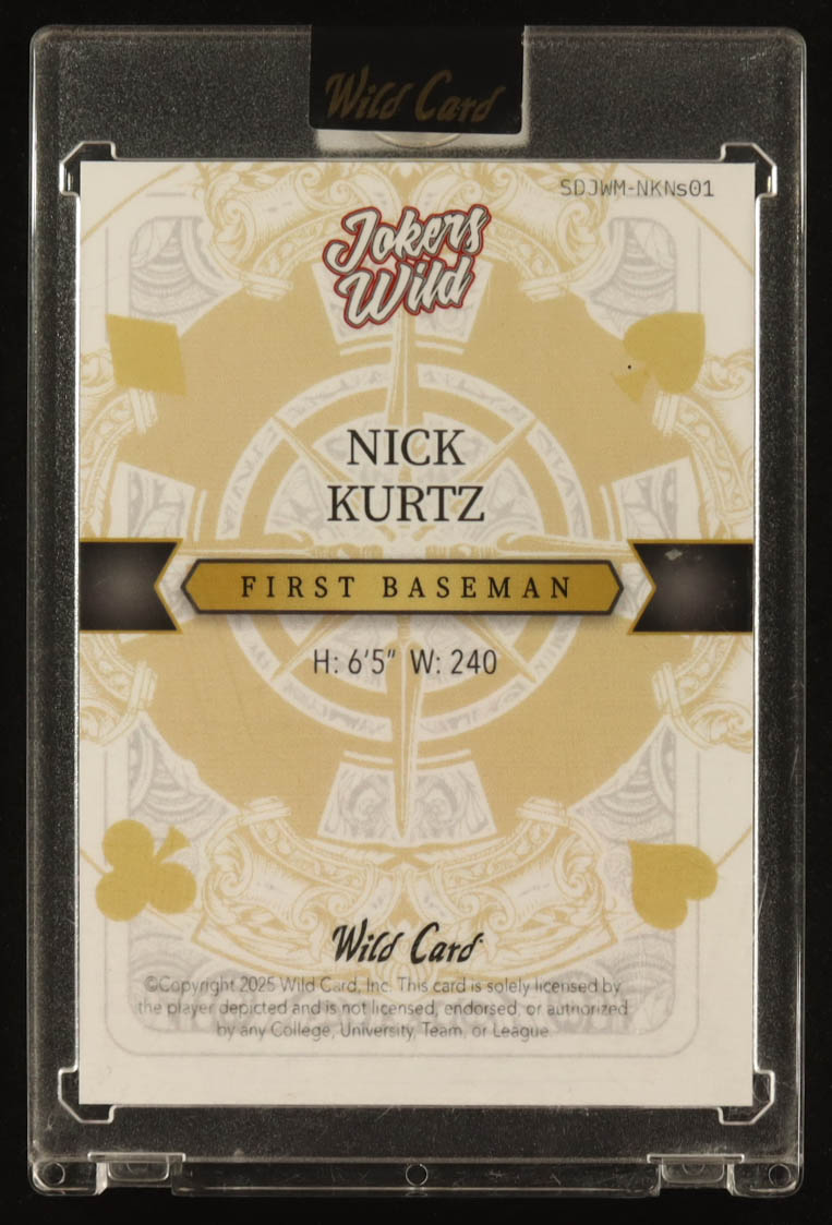 Nick Kurtz 2025 Wild Card Jokers Wild Kaleidoscope #SDJWMNKNs01 #1/1 RC at PristineAuction.com Nick Kurtz 2025 Wild Card Jokers Wild Kaleidoscope #SDJWMNKNs01 #1/1 RC at PristineAuction.com