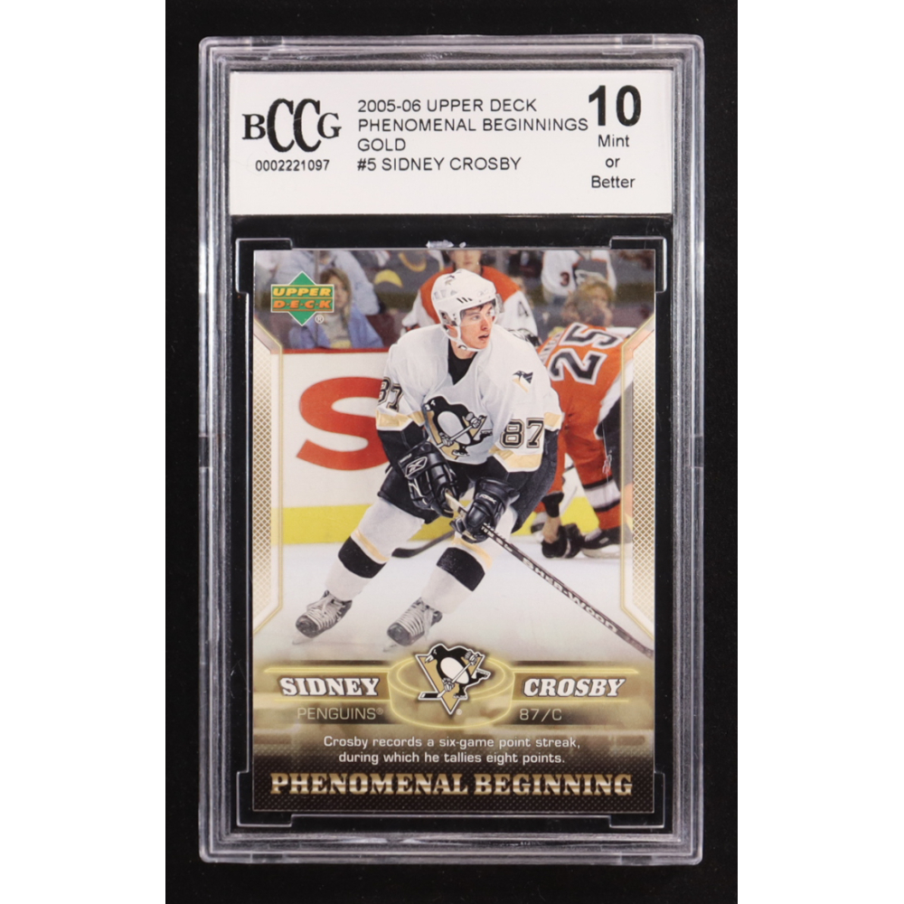 Sidney Crosby 2005-06 Upper Deck Phenomenal Beginnings Gold #5 RC (BCCG 10) at PristineAuction.com