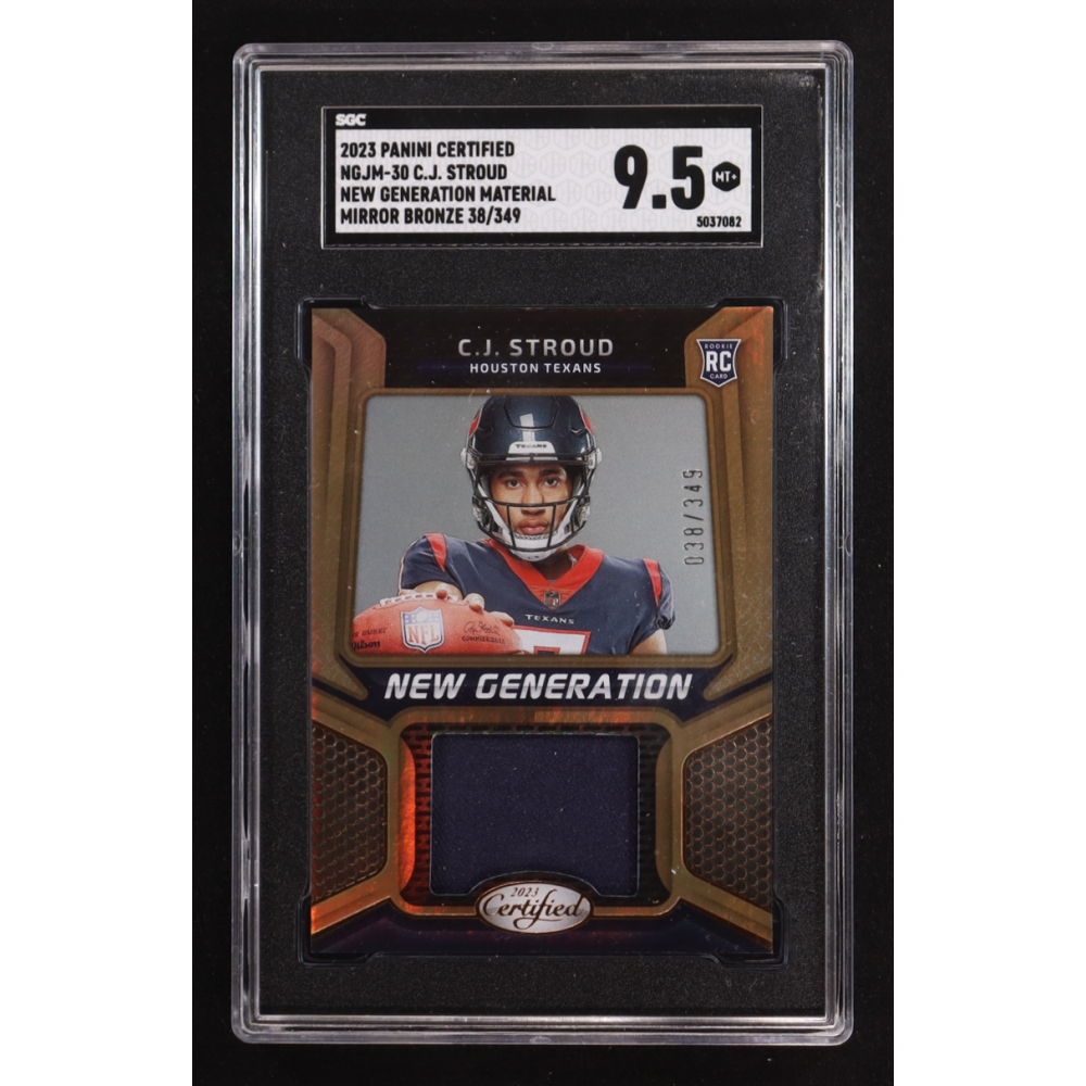 C.J. Stroud 2023 Panini Certified New Generation Material Mirror Bronze #NGJM-30 RC #38/349 (SGC 9.5) at PristineAuction.com