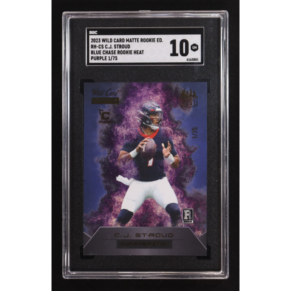 C.J. Stroud 2023 Wild Card Matte Rookie Edition Blue Chase Rookie Heat Purple #RH-CS RC #1/75 (SGC 10) at PristineAuction.com