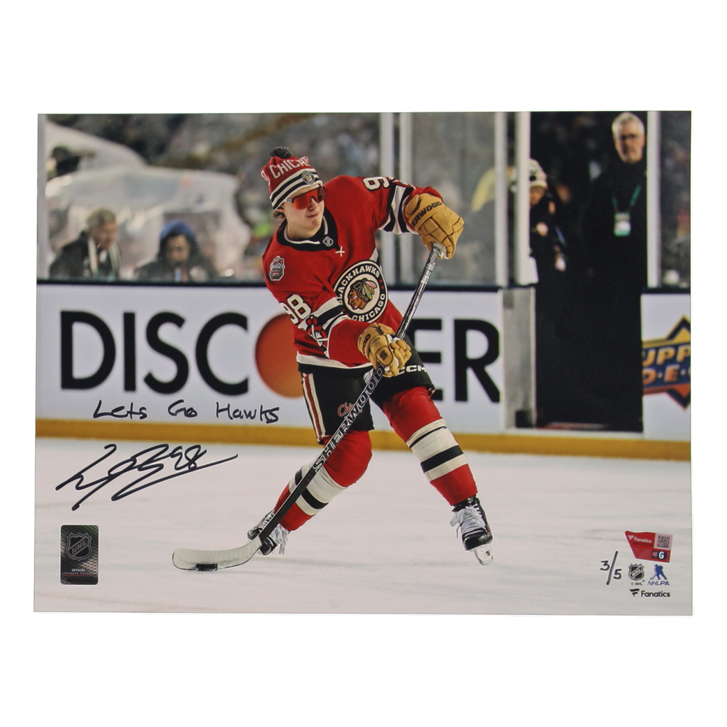 Connor Bedard Signed Blackhawks 11x14 Photo Inscribed "Lets Go Hawks!" (Fanatics) at PristineAuction.com Connor Bedard Signed Blackhawks 11x14 Photo Inscribed "Lets Go Hawks!" (Fanatics) at PristineAuction.com