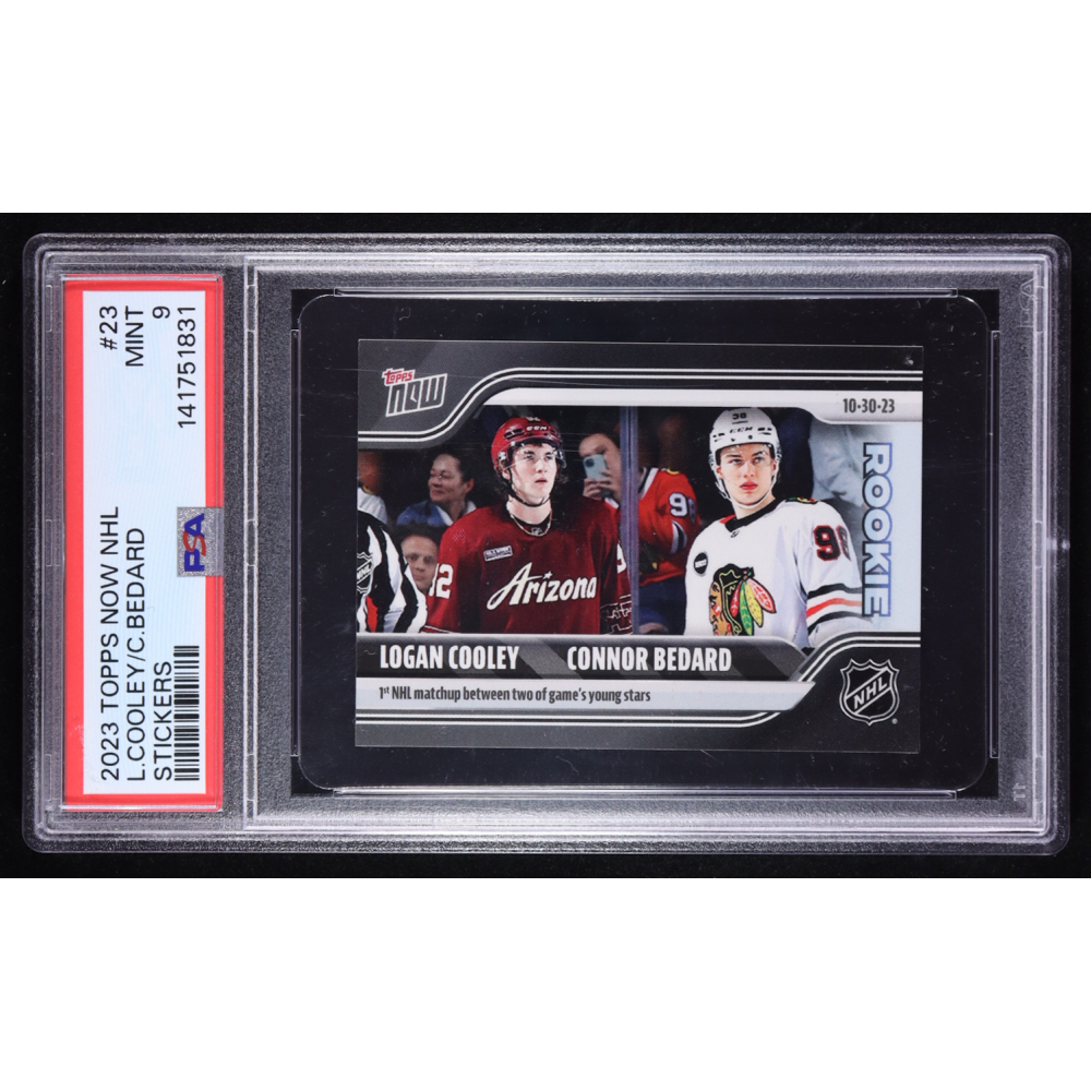 Logan Cooley / Connor Bedard 2023-24 Topps Now Stickers #23 RC (PSA 9 ...