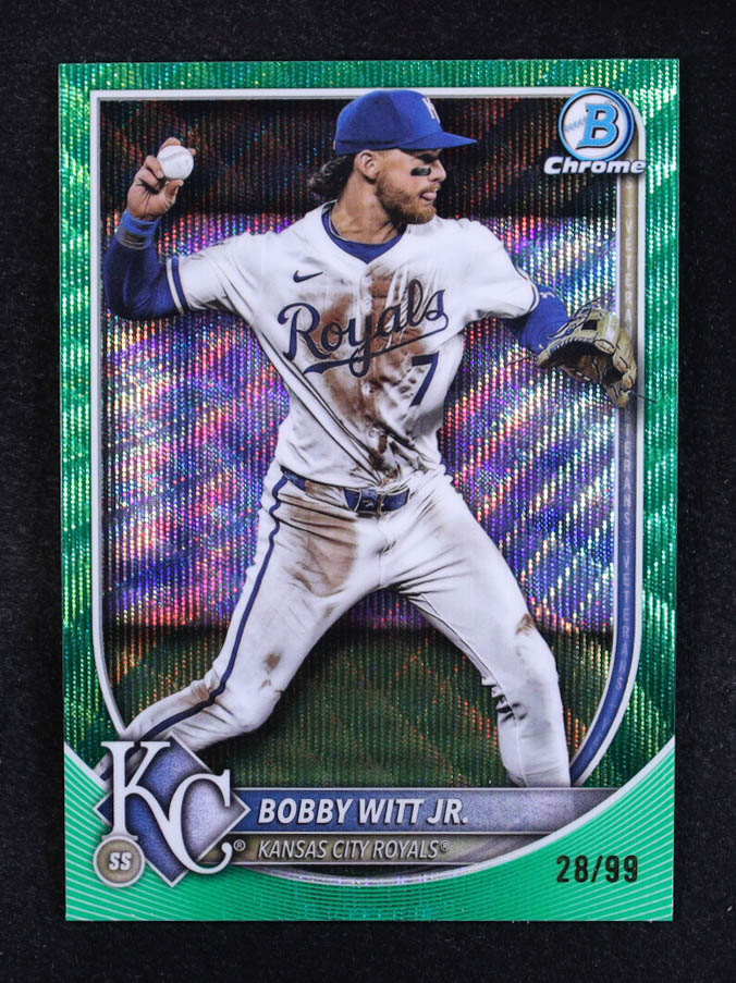 Bobby Witt Jr. 2025 Bowman Chrome Green Wave Refractors #7 #28/99 at PristineAuction.com Bobby Witt Jr. 2025 Bowman Chrome Green Wave Refractors #7 #28/99 at PristineAuction.com