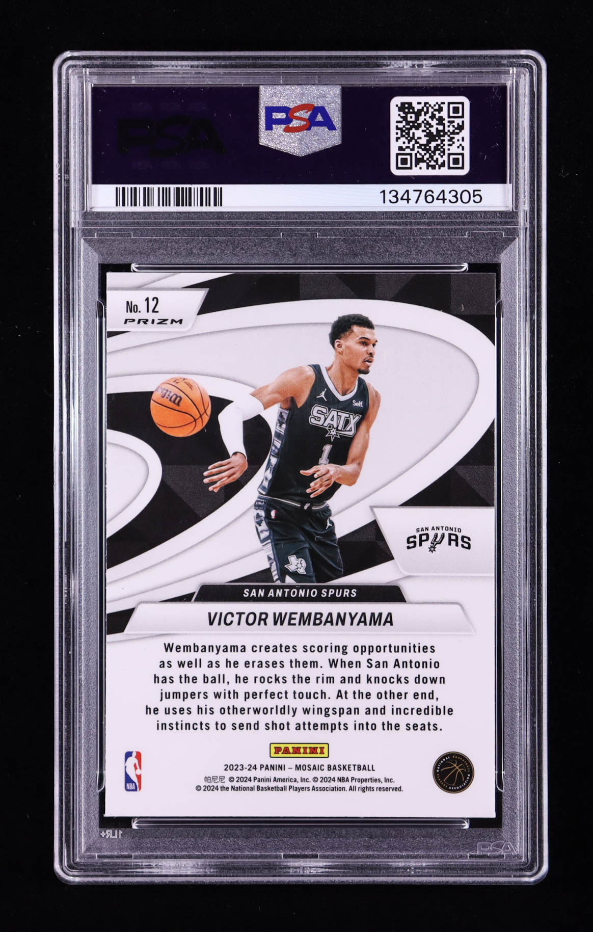 Victor Wembanyama 2023-24 Panini Mosaic Give and Go Mosaic Green #12 RC (PSA 9) at PristineAuction.com Victor Wembanyama 2023-24 Panini Mosaic Give and Go Mosaic Green #12 RC (PSA 9) at PristineAuction.com