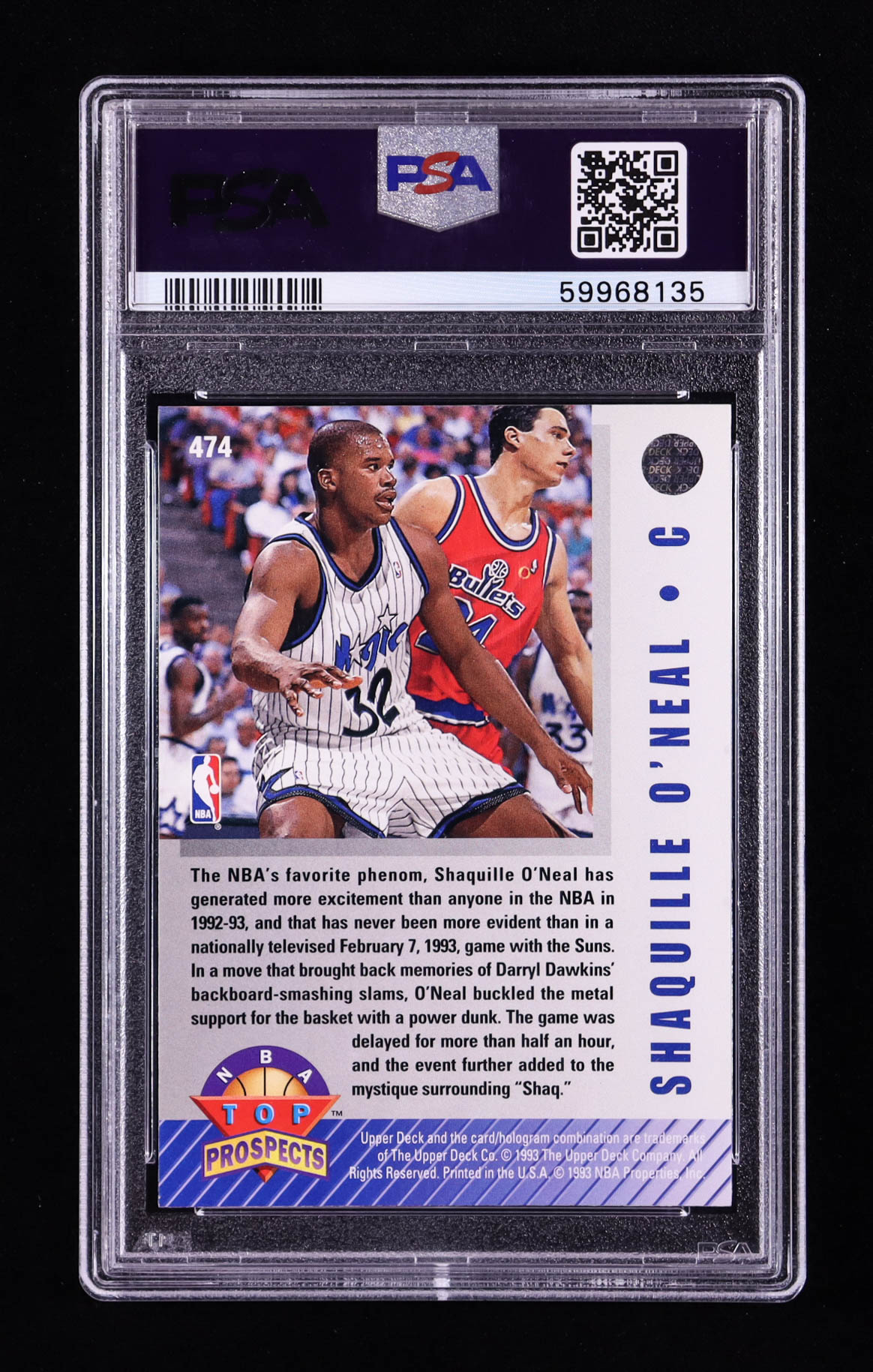 Shaquille O'Neal 1992-93 Upper Deck #474 TP RC (PSA 9) at PristineAuction.com Shaquille O'Neal 1992-93 Upper Deck #474 TP RC (PSA 9) at PristineAuction.com