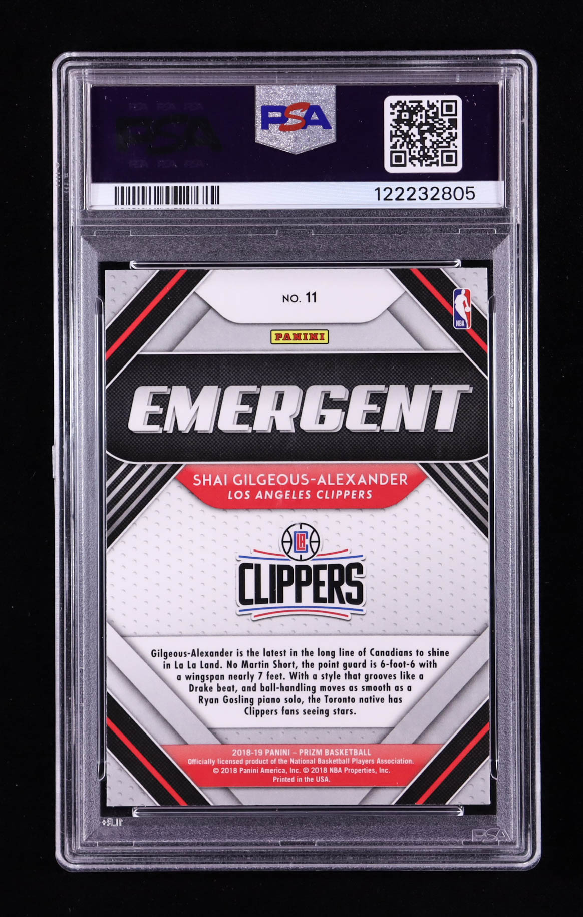 Shai Gilgeous-Alexander 2018-19 Panini Prizm Emergent #11 RC (PSA 10) at PristineAuction.com Shai Gilgeous-Alexander 2018-19 Panini Prizm Emergent #11 RC (PSA 10) at PristineAuction.com