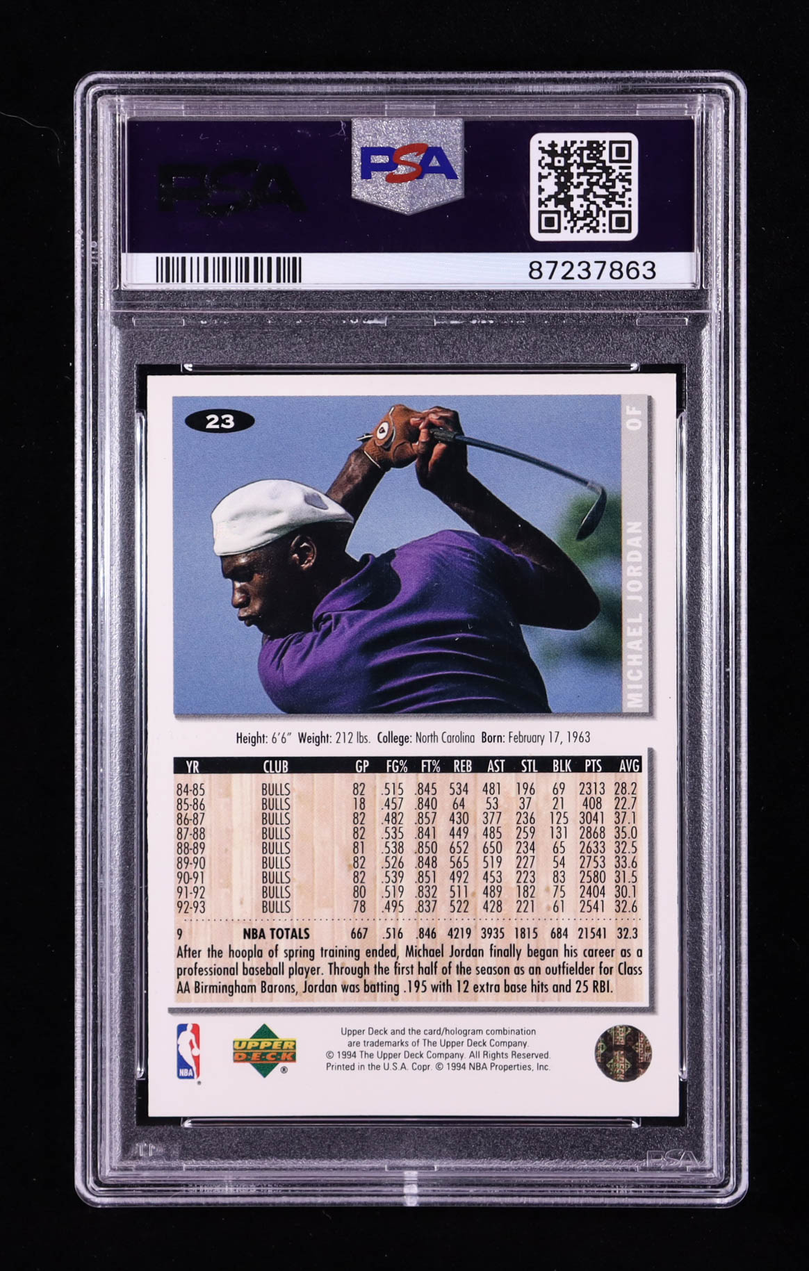 Michael Jordan 1994-95 Collector's Choice #23 BB RC (PSA 9) at PristineAuction.com Michael Jordan 1994-95 Collector's Choice #23 BB RC (PSA 9) at PristineAuction.com