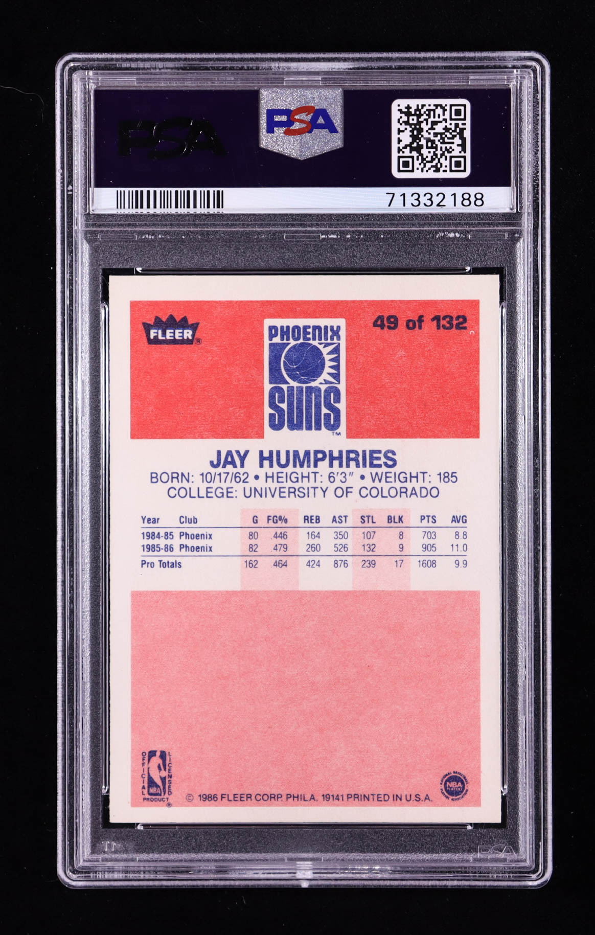 Jay Humphries 1986-87 Fleer #49 RC (PSA 7) at PristineAuction.com Jay Humphries 1986-87 Fleer #49 RC (PSA 7) at PristineAuction.com