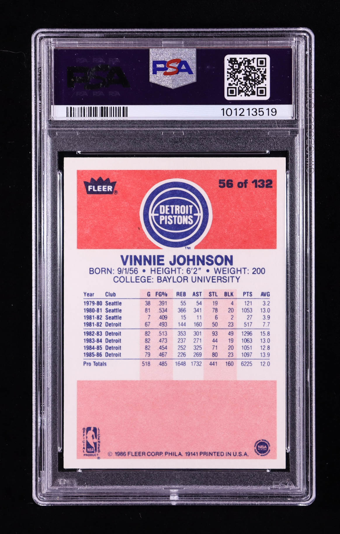 Vinnie Johnson 1986-87 Fleer #56 (PSA 7) at PristineAuction.com Vinnie Johnson 1986-87 Fleer #56 (PSA 7) at PristineAuction.com