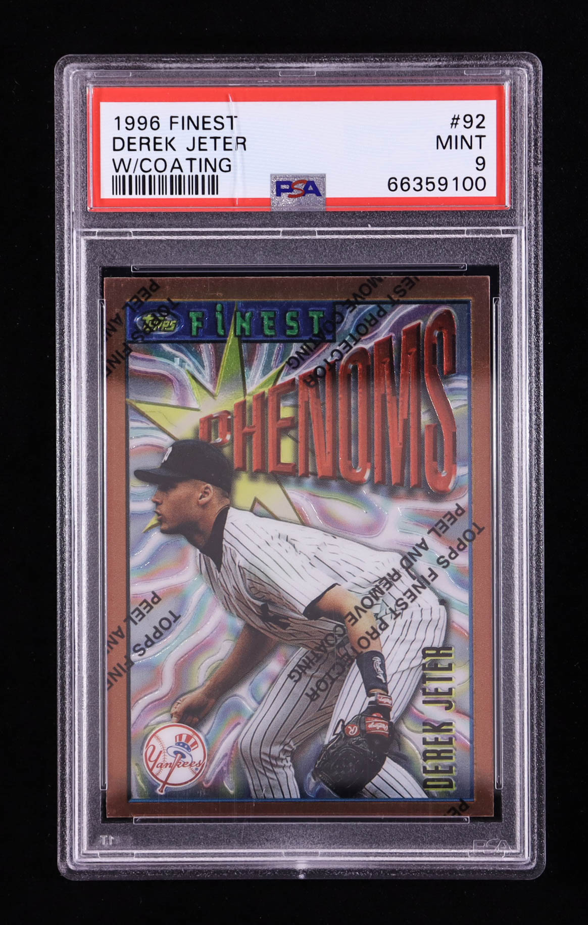 Derek Jeter 1996 Finest #92 RC with Coating (PSA 9) at PristineAuction.com Derek Jeter 1996 Finest #92 RC with Coating (PSA 9) at PristineAuction.com