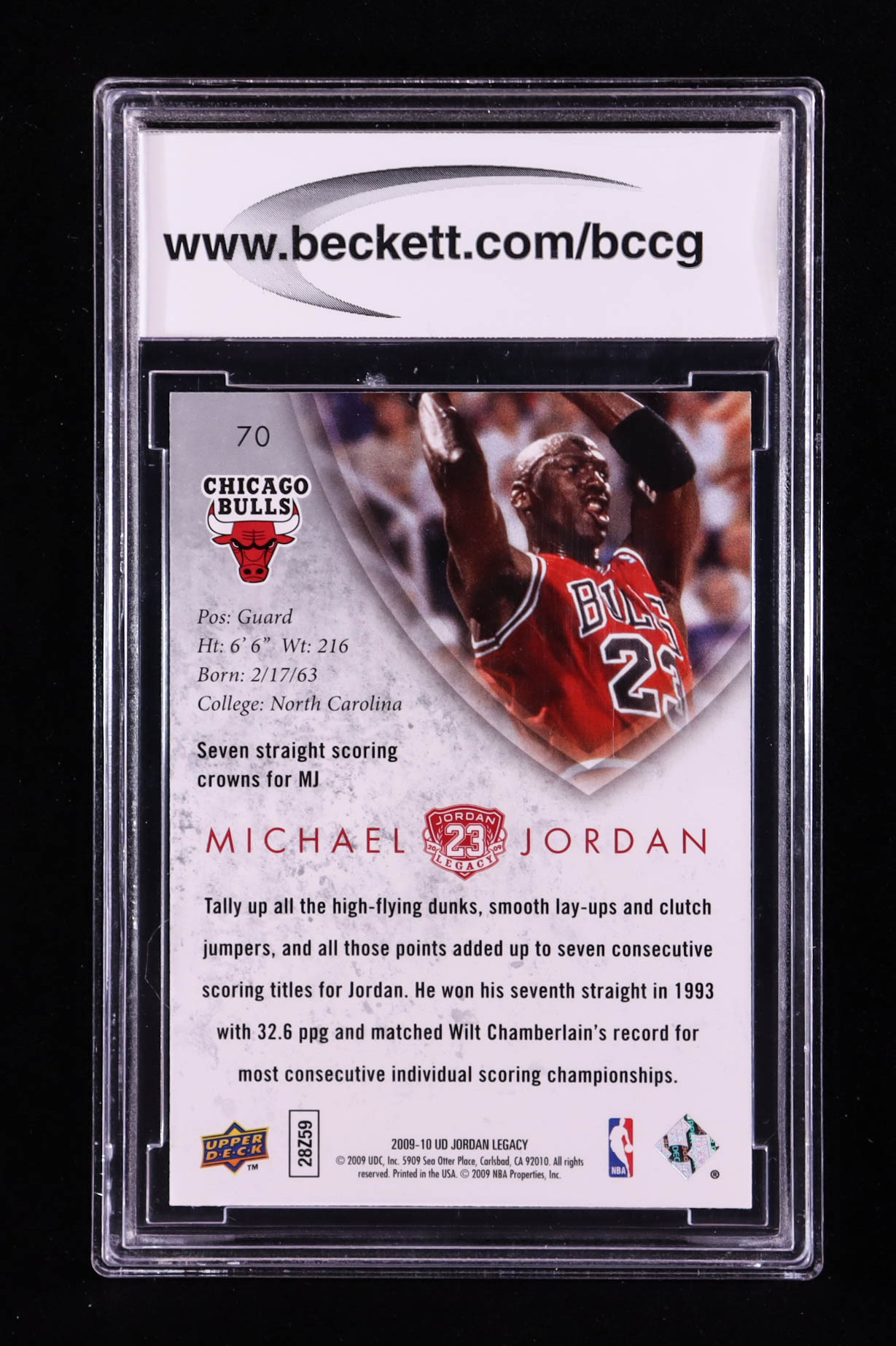 Michael Jordan 2009-10 Upper Deck Michael Jordan Legacy Collection Gold #70 (BCCG 10) at PristineAuction.com Michael Jordan 2009-10 Upper Deck Michael Jordan Legacy Collection Gold #70 (BCCG 10) at PristineAuction.com