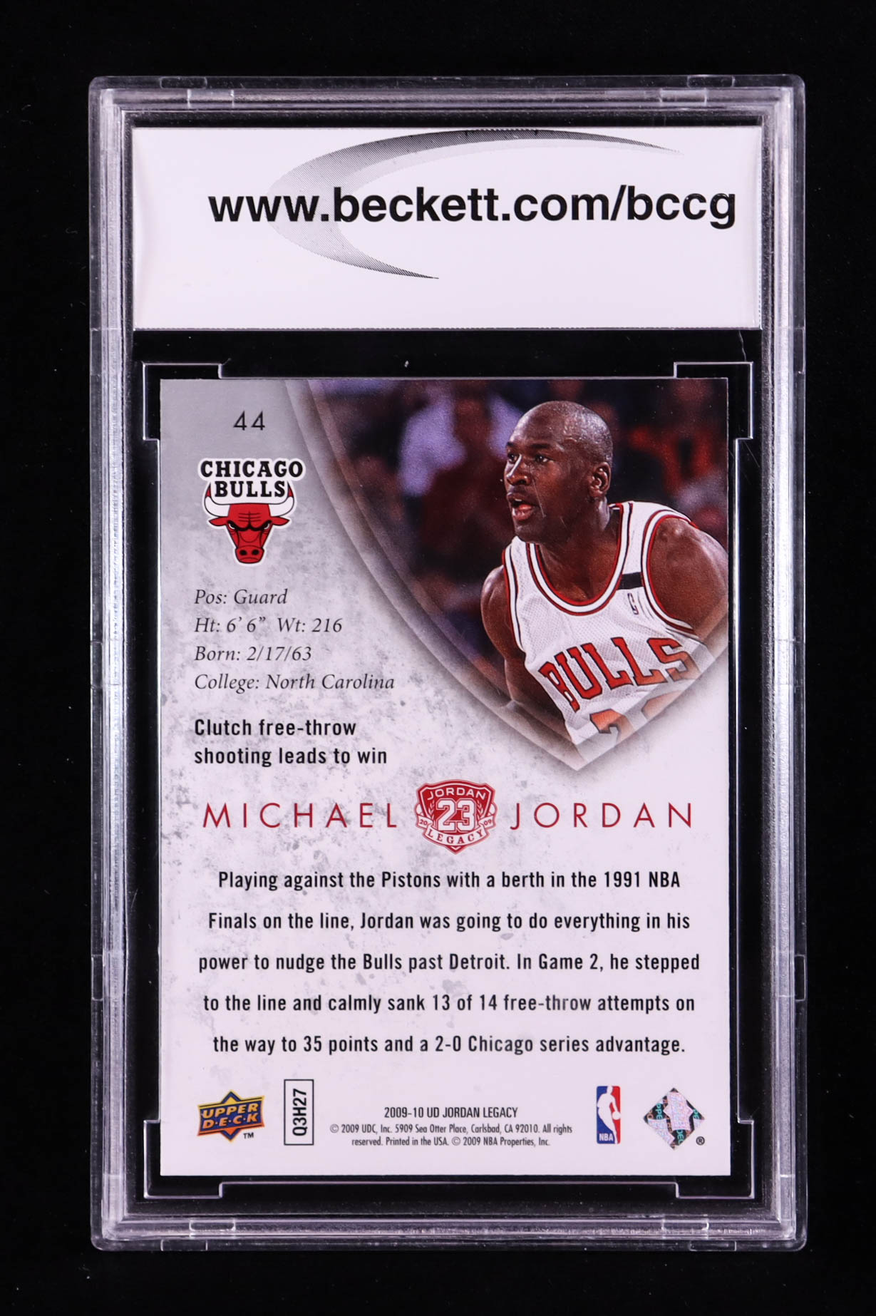 Michael Jordan 2009-10 Upper Deck Michael Jordan Legacy Collection Gold #44 (BCCG 10) at PristineAuction.com Michael Jordan 2009-10 Upper Deck Michael Jordan Legacy Collection Gold #44 (BCCG 10) at PristineAuction.com